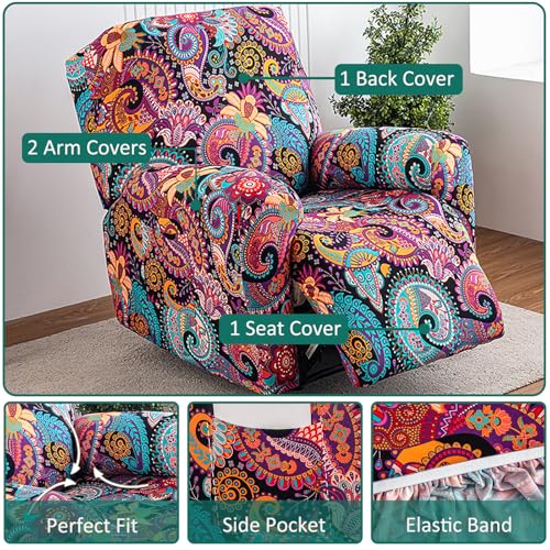 4-Piece Stretch Recliner Chair Covers for Electric Recliners