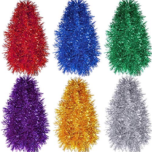 Multicolor Metallic Twist Tinsel Garland Set - 6 Rolls, 90 ft Total