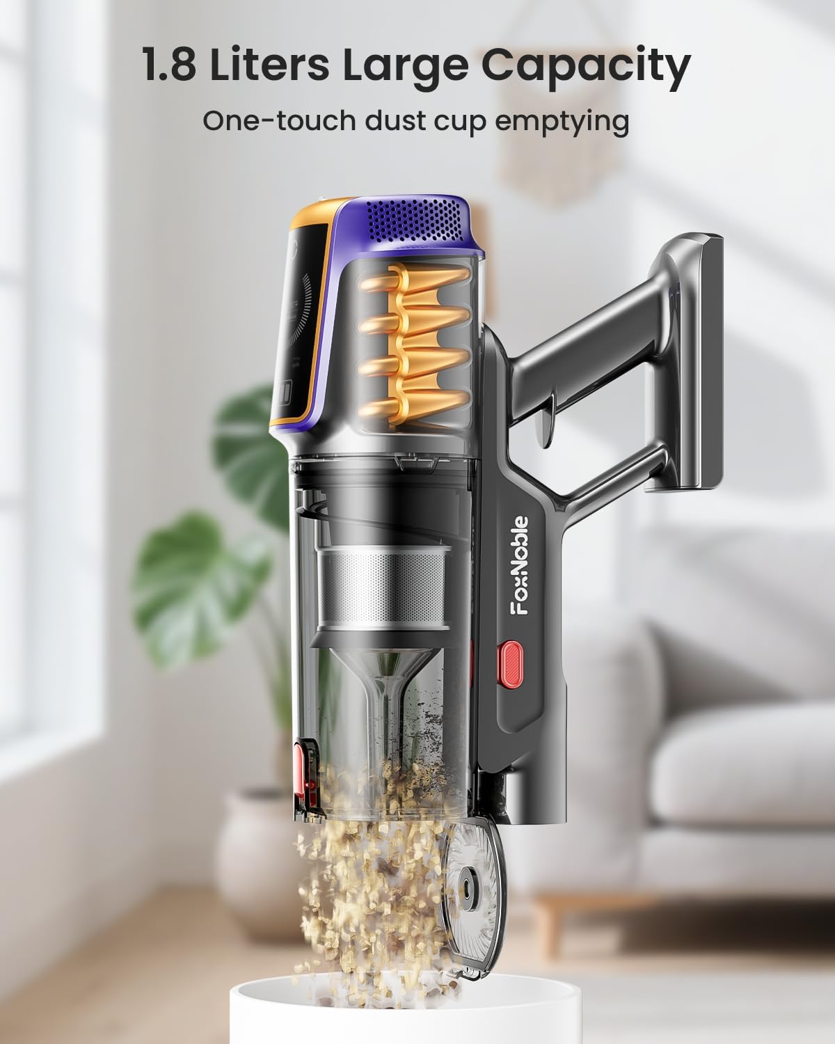 Skiennix Cordless Vacuum Cleaner - 55KPa Suction Power, 65 Minutes Runtime, LED Display, Self-Standing Design | Ideal for Hardwood Floors, Carpets, and Pet Hair