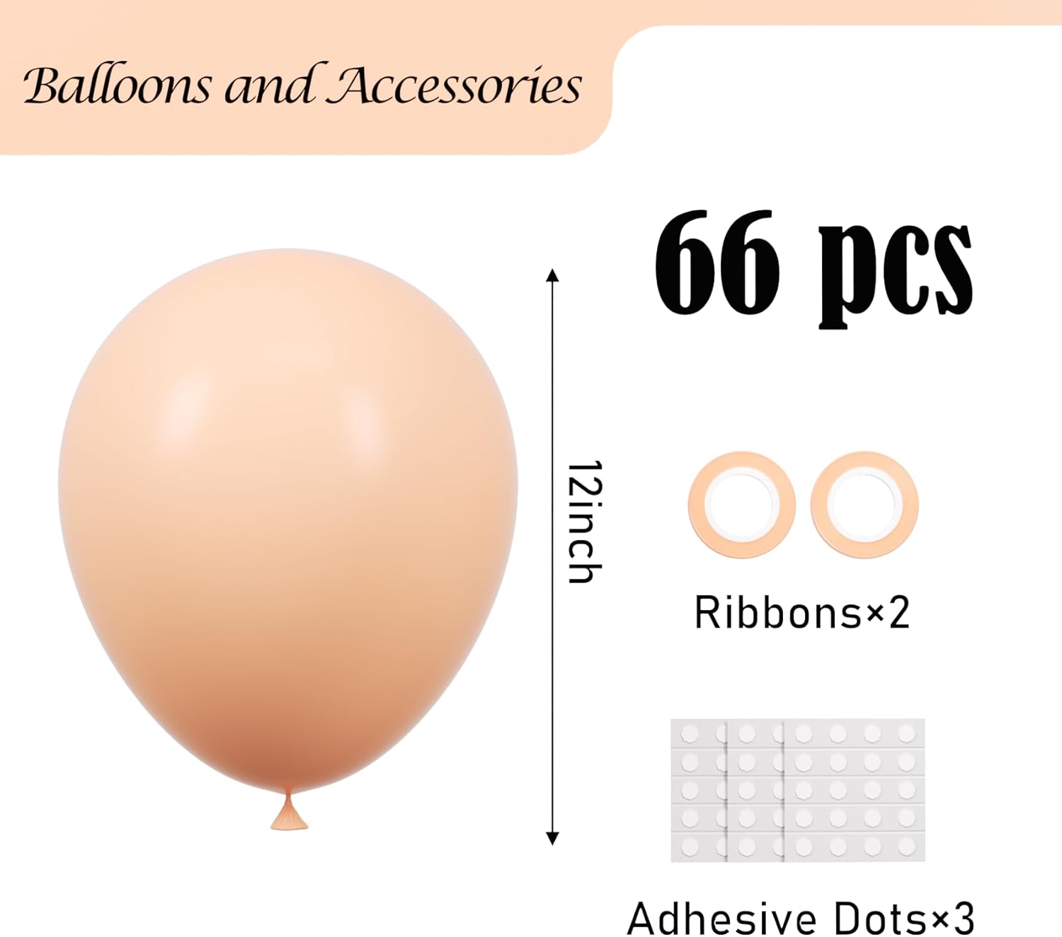 Voircoloria Pastel Orange Balloons - 66 Pack of 12-Inch Peach Latex for Parties & Celebrations