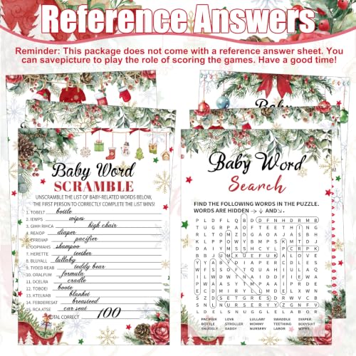 Red Christmas Santa Baby Shower Games Set 476 pcs Includes 9 Fun Activities