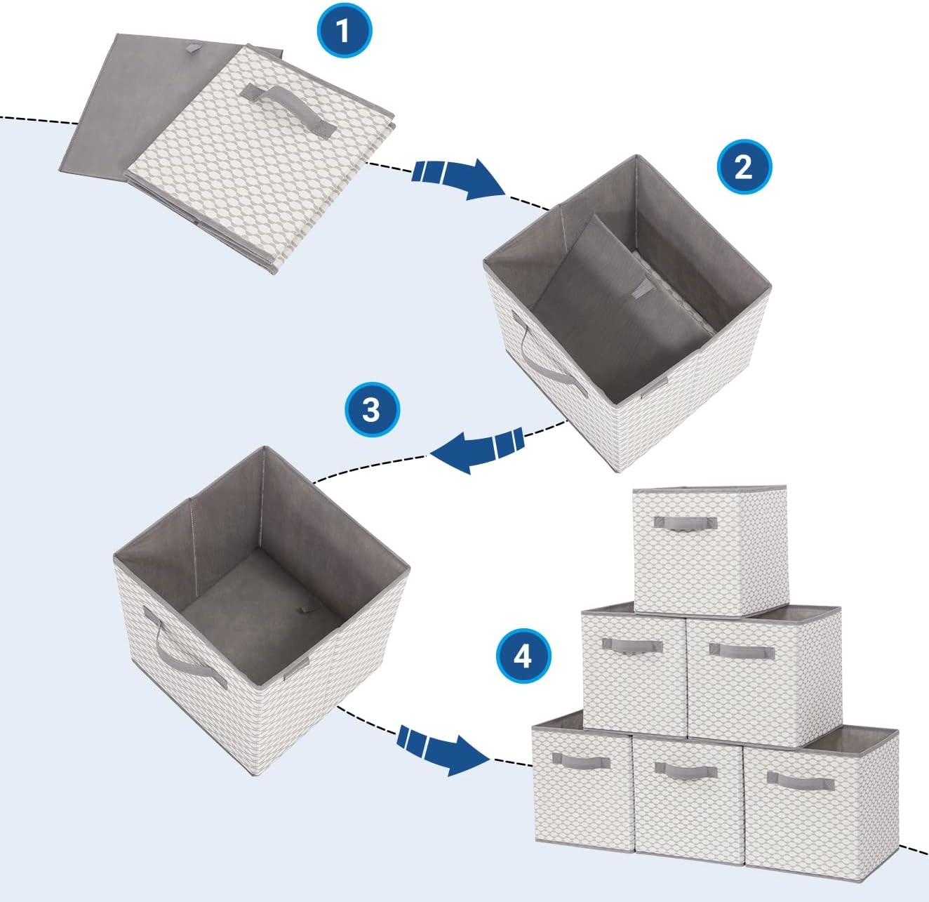 Storage Maniac Storage Cubes - Durable Collapsible Bins with Handles | 6-Pack 11-Inch Fabric Organizers