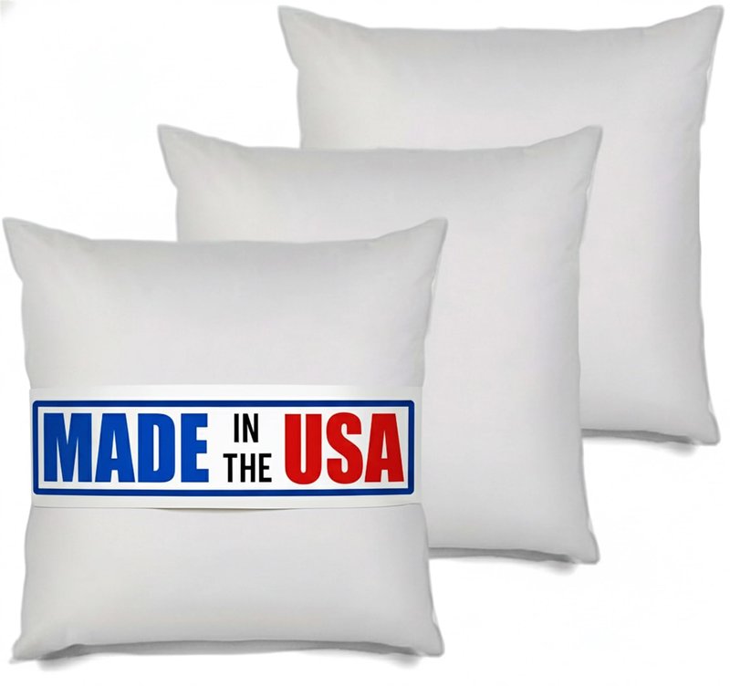 MSD 3 Pack Pillow Insert 24X24 Hypoallergenic Square Form Sham Stuffer Standard White Polyester Decorative Euro Throw Pillow Inserts for Sofa Bed - Made in USA (Set of 3) - Machine Washable and Dry