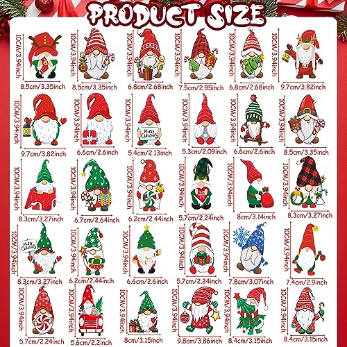 Gnome Car Magnets Set - Reflective Christmas Holiday Decorations, Santa Hat, 30 Pack