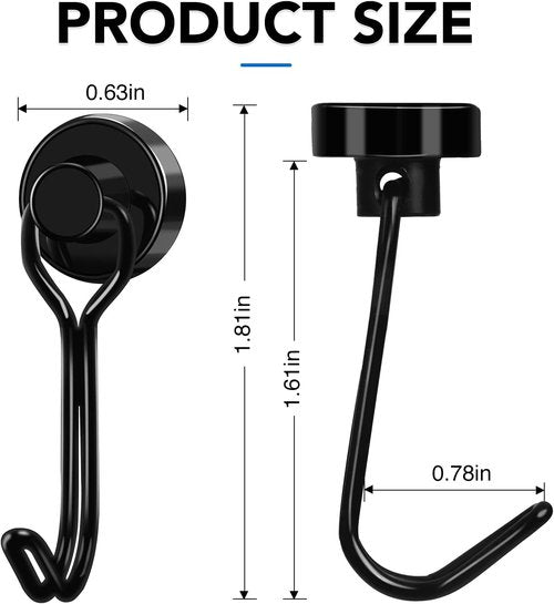 LOVIMAG Magnetic Hooks - Heavy Duty 30lbs+ Capacity for Kitchen, Classroom & Home | 6 Pack
