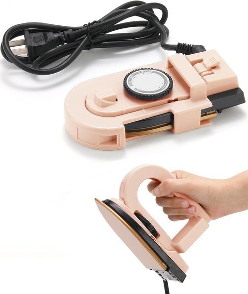 Dual Voltage Travel Iron - 3-Temp Mini Dry Iron with Non-Stick Soleplate | Ultra-Lightweight 0.8lb (Pink)