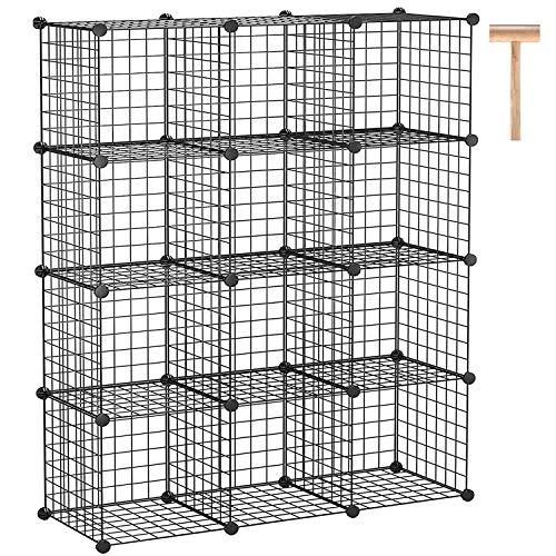 12-Cube Metal Wire Storage Organizer Modular Shelving Unit