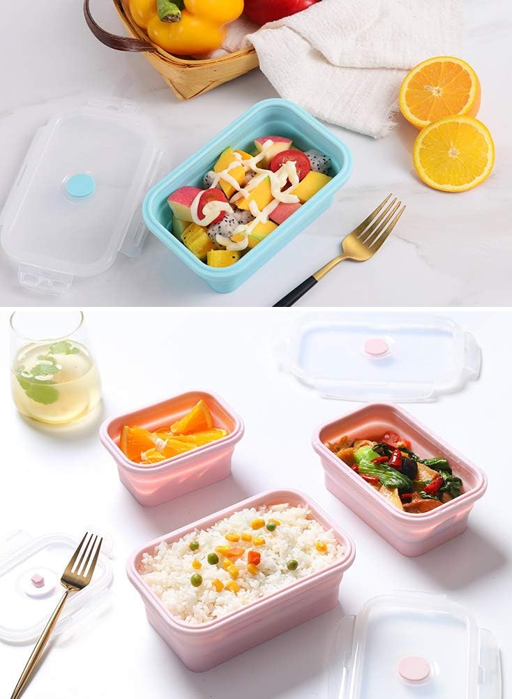 Alimat PluS Silicone Food Storage Containers with Lids, 3 Pack Set 40.5oz(1200ml) Collapsible Meal Prep Lunch Containers, Microwave, Freezer and Dishwasher Safe