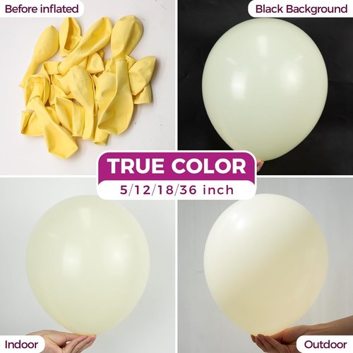 Bezente Pastel Yellow Latex Balloons - 150 Pack of 5 Inch Matte Helium Balloons for Parties & Events