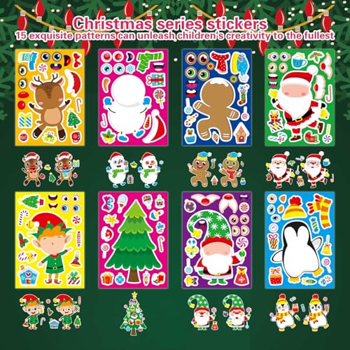 Christmas Mix and Match Stickers for Kids - Make Your Own Holiday Characters, 32 Sheets