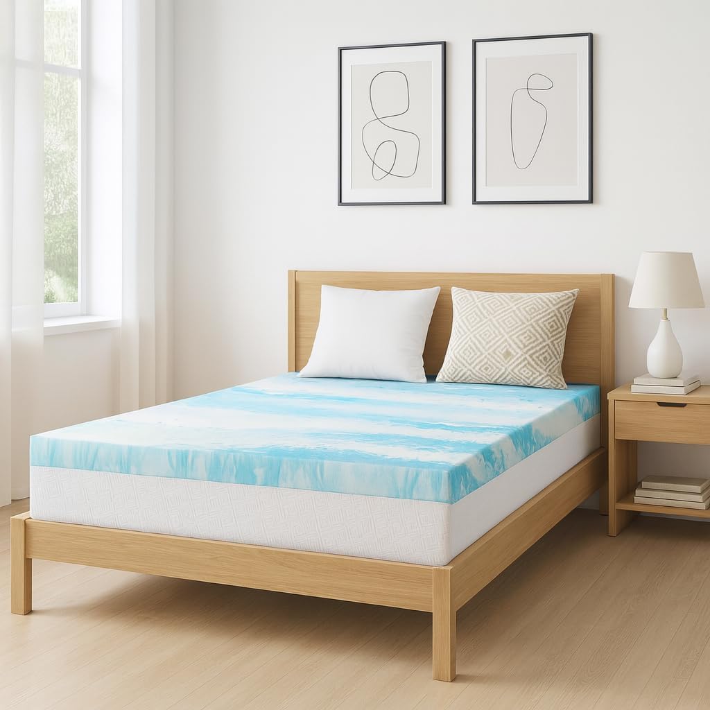 Skiennix Memory Foam Mattress Topper - 3 Inch Gel-Infused Pressure Relief Pad for Twin Beds
