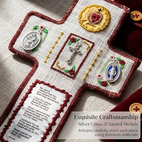 Catholic Pocket Prayer Quilts - 3 Pack with Crosses, 2x2 Inch