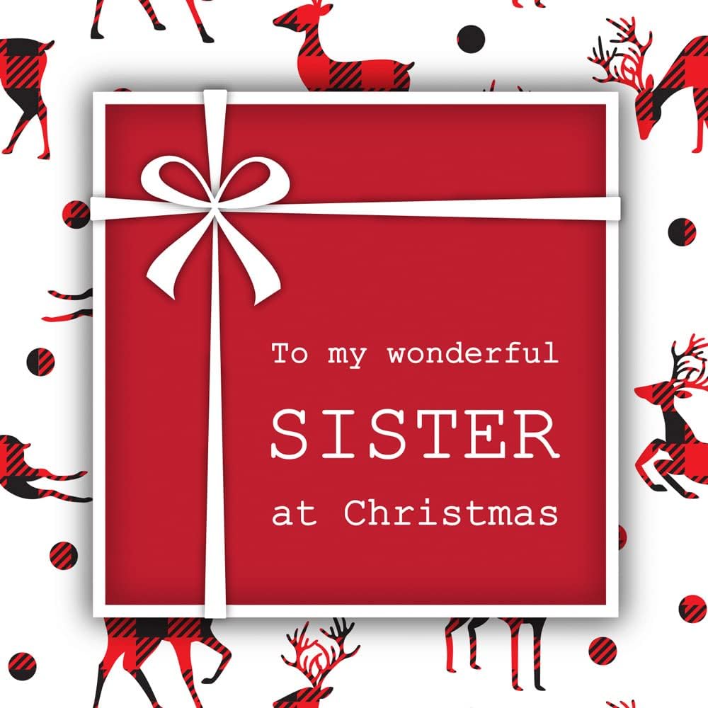 Prime Greetings Christmas Card for Sister - Eco-Friendly Thick Card Stock, 5in x 7.75in