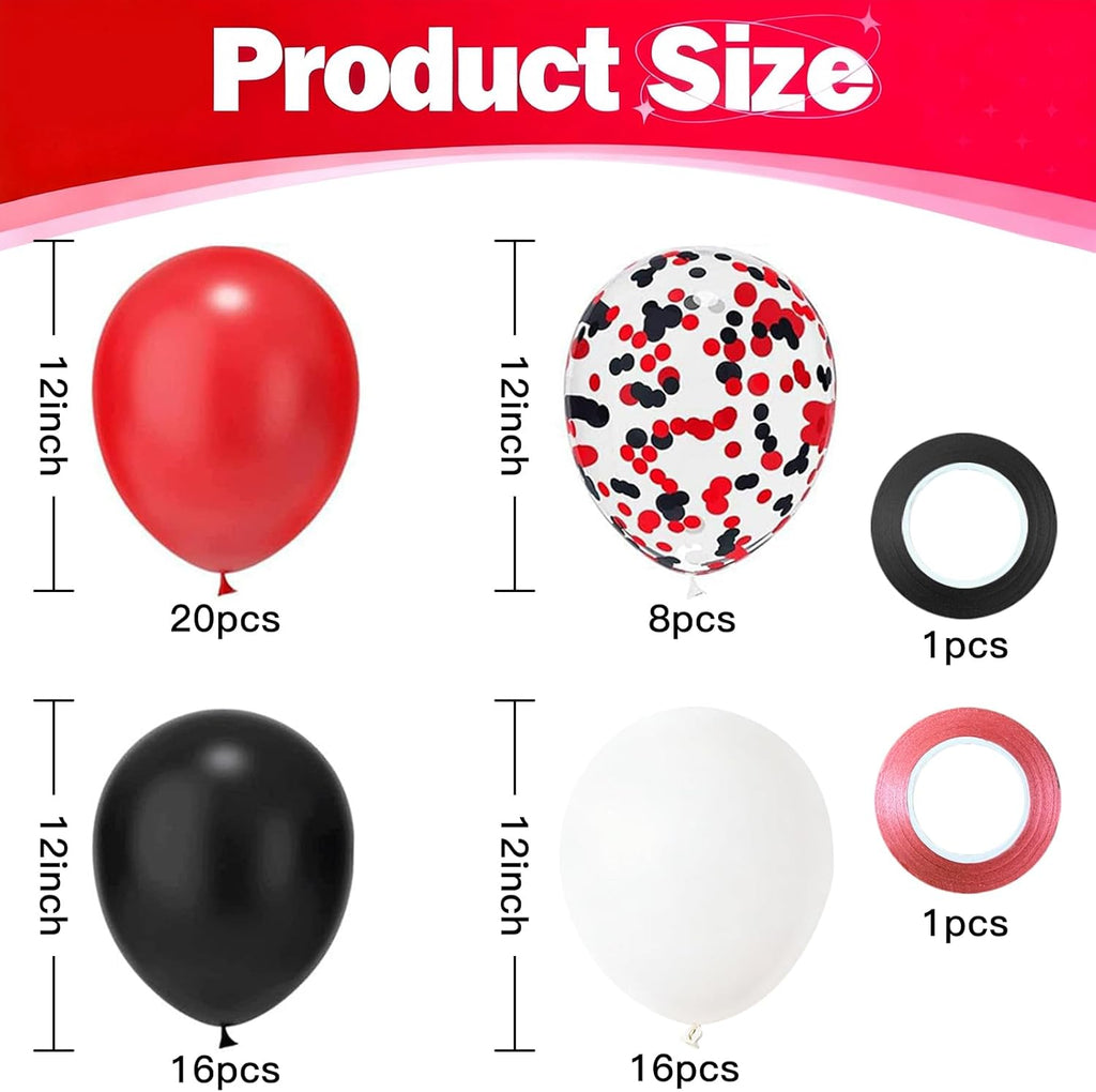 Red and Black Balloons - 60PCS 12 Inch Metallic Confetti for Birthday, Wedding & Baby Shower Decor