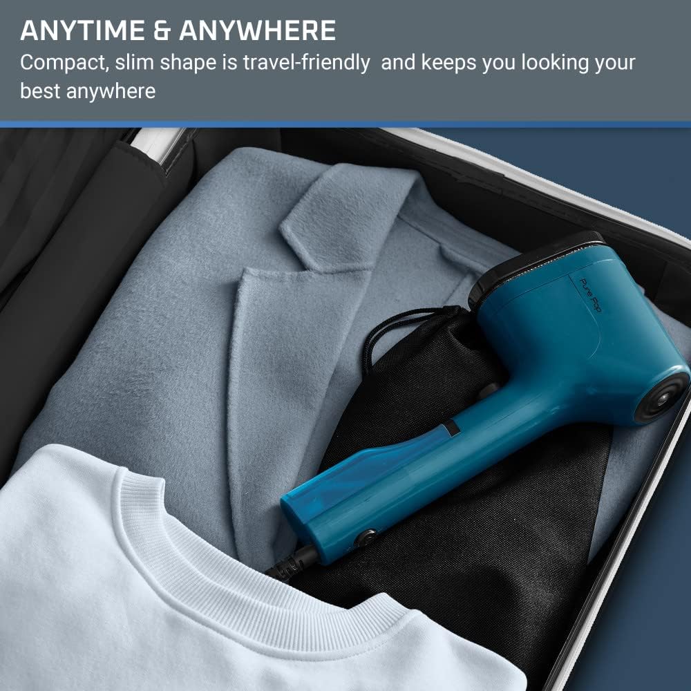Rowenta PurePop Handheld Steamer - 15-Second Heat-Up, 2.3 Oz Capacity, Portable Travel Iron - Blue