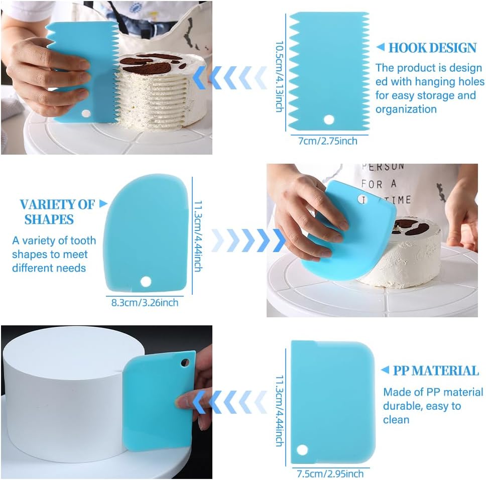 Skiennix Beginner Cake Decorating Kit - 50 Pcs Disposable 12-Inch Piping Bags & 3 Scrapers | Thickened Anti-Burst Design