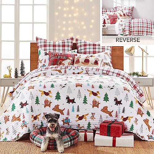 Levtex Home Jingle Paws King Quilt Set - Holiday Reversible Bedding, 102x86 Inches