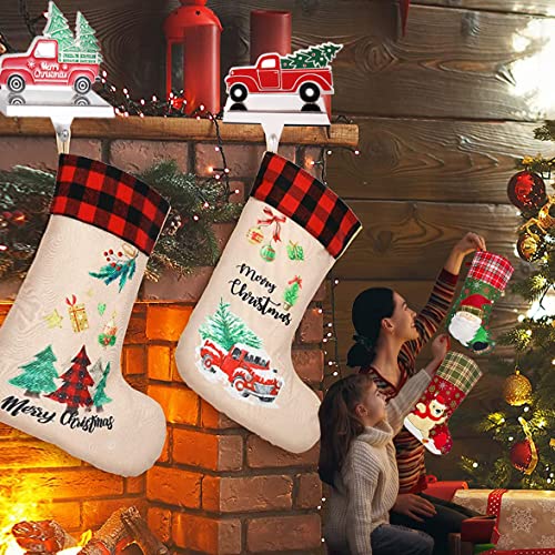 WAYTOSUC N-Truck 2 Pack Christmas Truck Stocking Hangers - Mantel/Window/Table Hooks