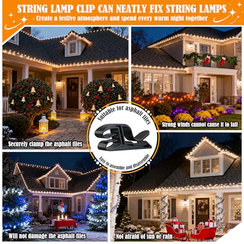 Outdoor Christmas Light Hooks - Weatherproof Gutter Clips, 50 Pack