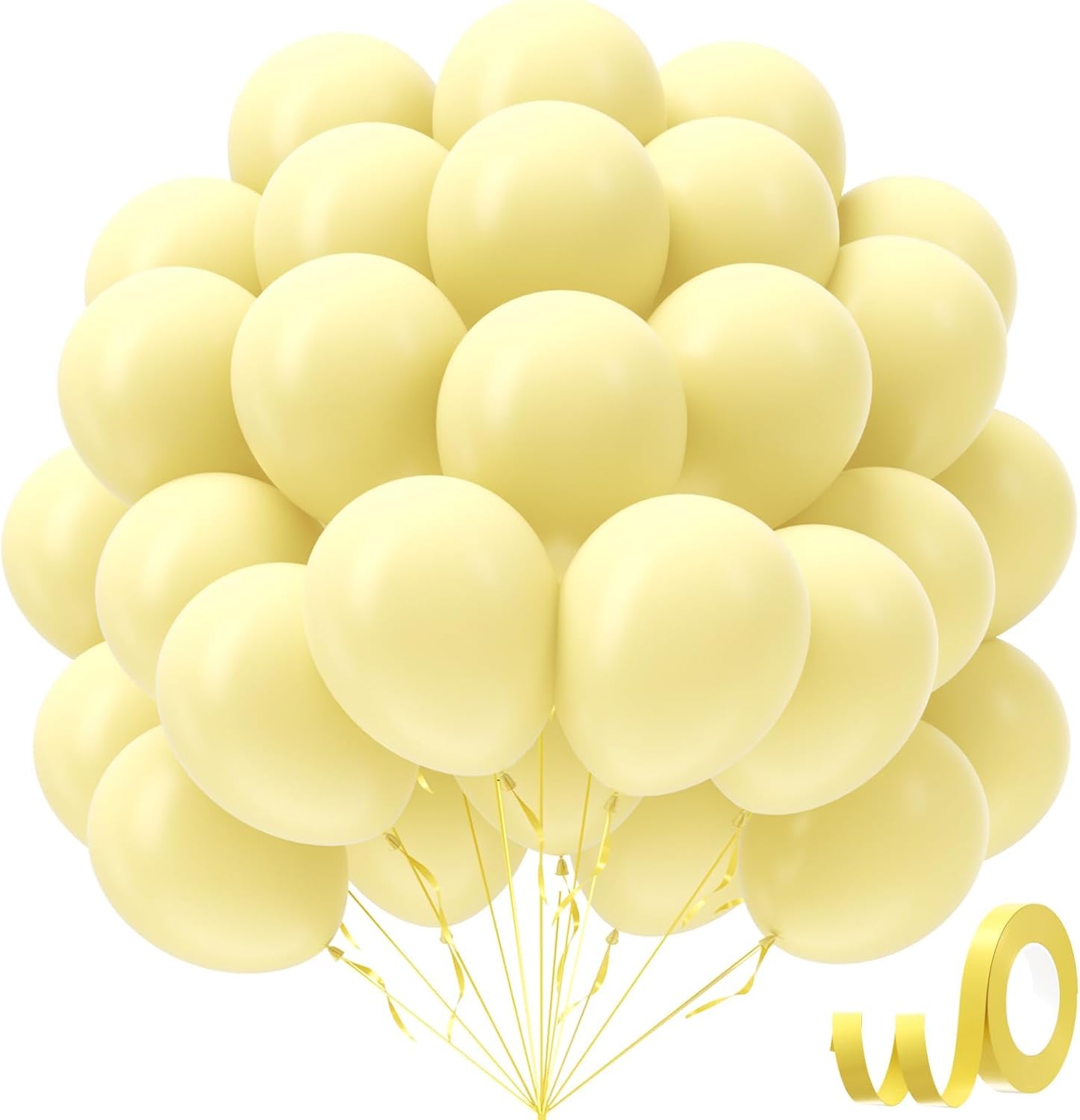 Pastel Yellow Balloons - 12-Inch Light Yellow Latex Balloons | 50-Pack for Gender Reveal & Baby Shower Decorations