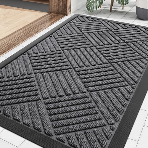 Non-Slip Front Door Mat - 29.5x17 Inch Heavy Duty Rubber Entrance Floor Mat