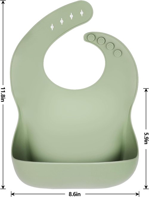 Eascrozn Silicone Bibs - Set of 3 Soft, Adjustable, BPA-Free Waterproof Bibs for Babies & Toddlers