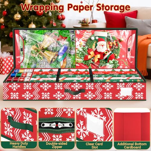 Underbed Wrapping Paper Storage Organizer with Dividers and Pockets