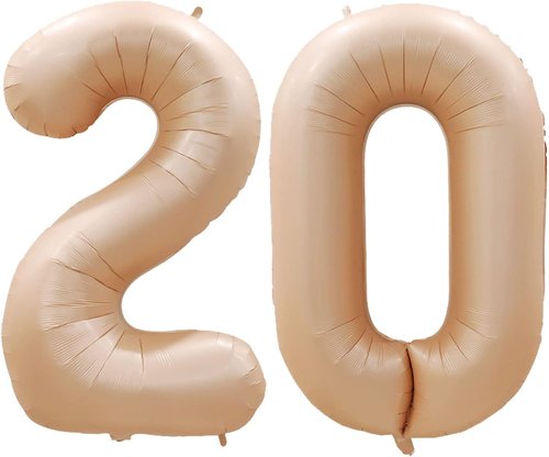 GOER 20th Birthday Balloons - 42 Inch Jumbo Foil Helium Balloons for 20th Anniversary | Caramel