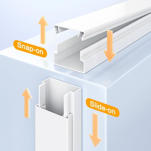 Delamu Cord Hider - 157in Premium Cable Management Covers for Wall Wires | White, 0.95in x 0.55in