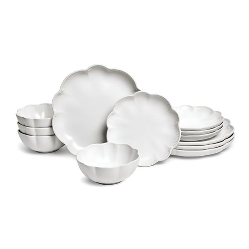 Sango Bethany 12 Pieces Scalloped White Plates & Bowls Set