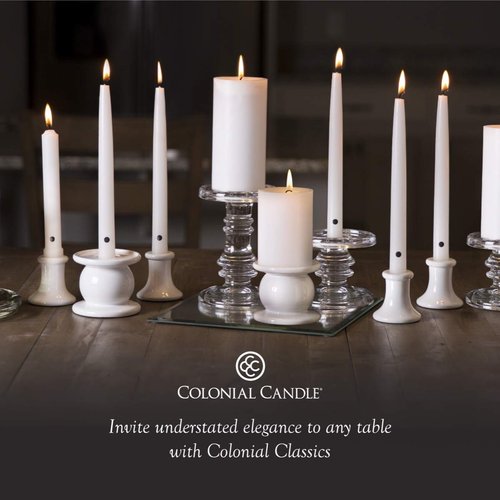 Colonial Candle Unscented Taper Candle, Handipt Collection, Ivory, 12 In, Pack of 12 - Up to 10 Hours Burn