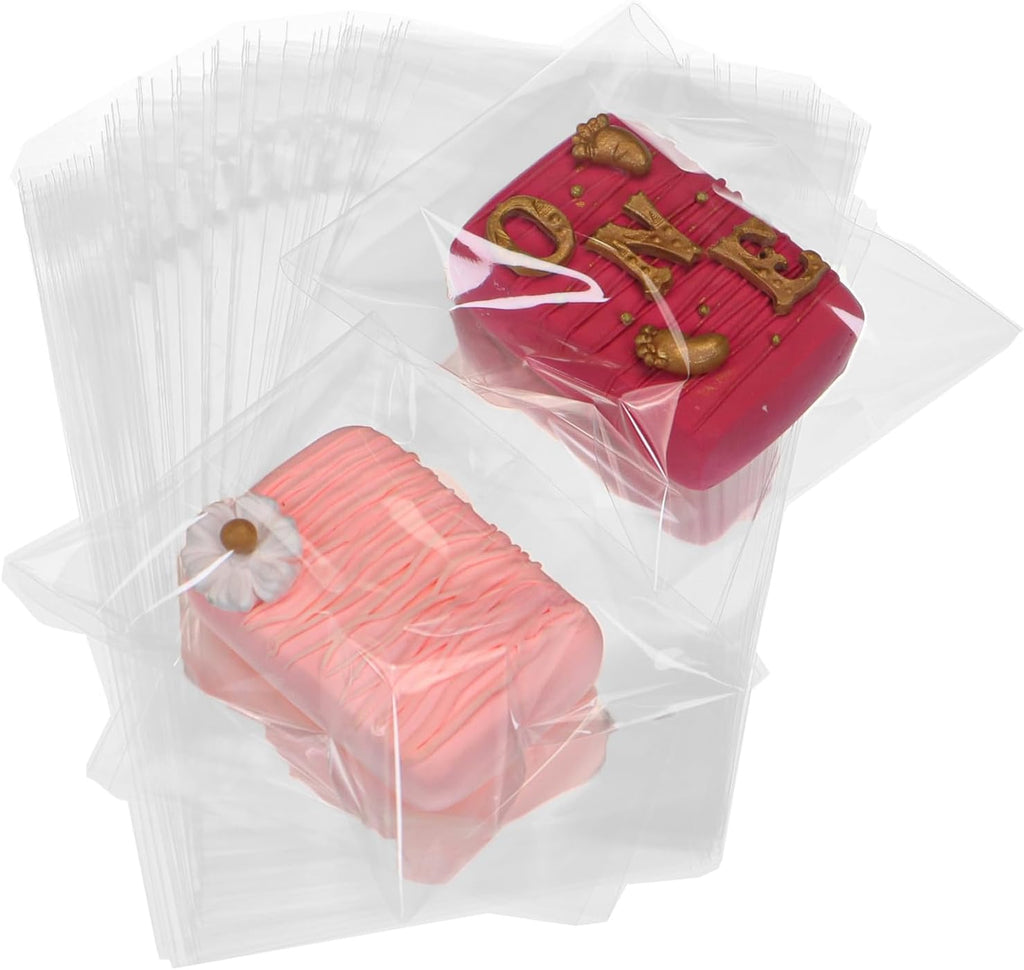 TEMLQPACK Clear Cellophane Bags - 100 Pcs 4 x 6 Inch for Cookies, Treats, & Party Favors