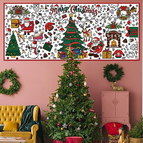 OHOME Christmas Giant Coloring Poster & Tablecloth - Kids Crafts & Activities 30x72 Inches