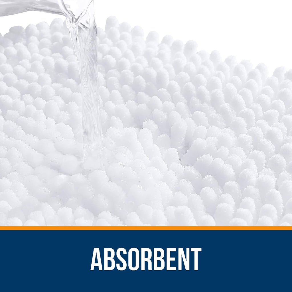 OLANLY Chenille Bath Rugs - Extra Soft & Absorbent | 59x35 Inches, Quick Dry, Machine Washable, White