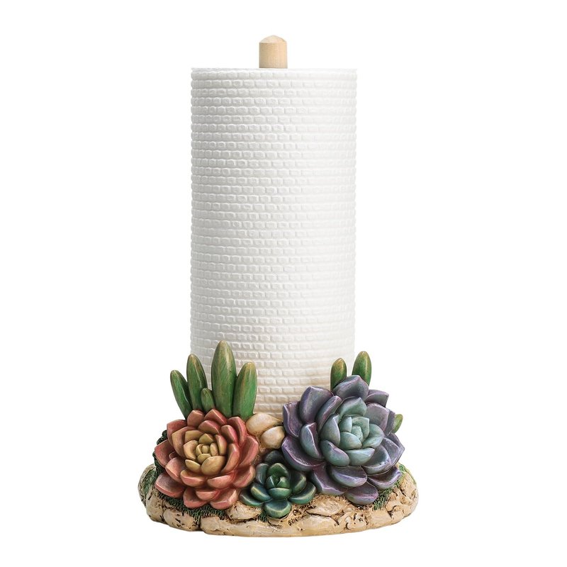 Colias Wing Cactus Pattern Paper Towel Holder Stand, Resin Cactus Crafts Display for Kitchen Countertop,Table Top Restaurant Cake Shop Dessert Shop