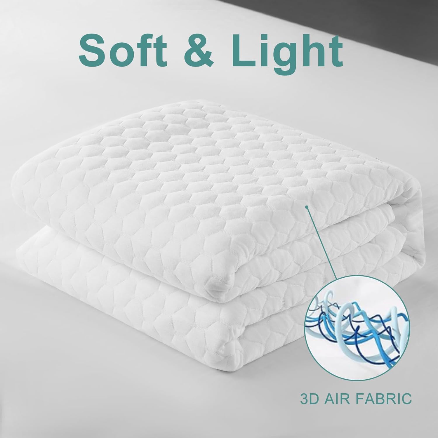 Skiennix Premium Waterproof Mattress Protector - Breathable 4D Air Cooling Queen Size Cover (White)
