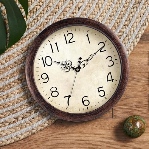 8-Inch Vintage Wall Clock, Silent Battery Operated Retro Quartz Timepiece