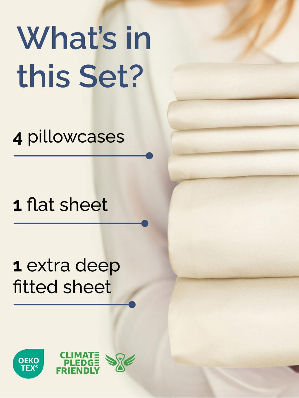 Skiennix Extra Deep Cal King Sheet Set - 6-Piece Breathable Cooling Bedding - Soft, Wrinkle-Free Off White