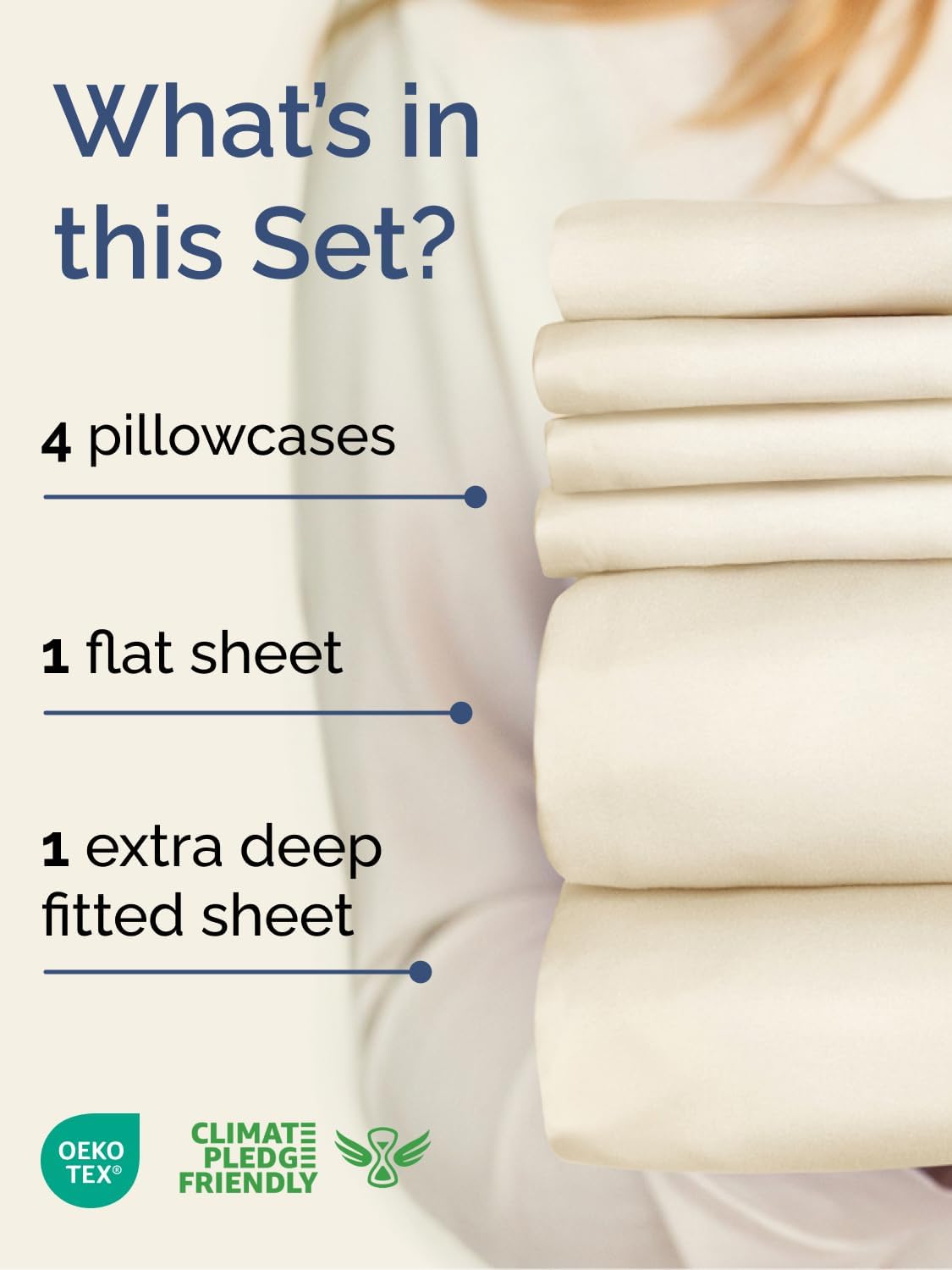 Skiennix Extra Deep Cal King Sheet Set - 6-Piece Breathable Cooling Bedding - Soft, Wrinkle-Free Off White