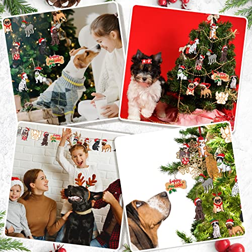 Christmas Wooden Dog Ornaments - 24 Pieces Hanging Tree Decorations - Variation of 24 / Dog