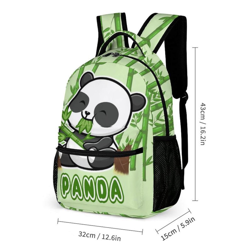 CaomeiWu Panda Backpack with Lunch Box & Pencil Case for Kids Girls Boys School, 16 Inch Cute Pandas Bookbag, School Backpack for Students Children, Lightweight, Large Capacity