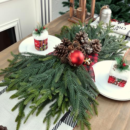 Tulvend 12 Pcs Artificial Pine Branches Real Touch Holiday Decor