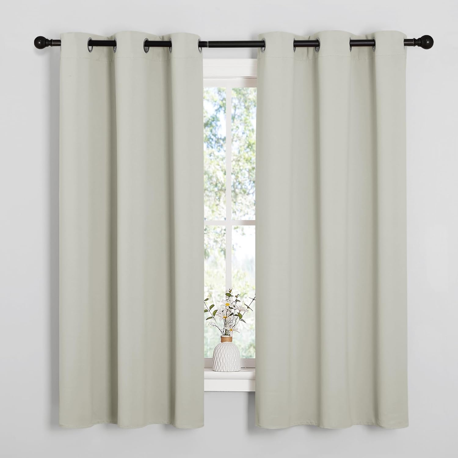 NICETOWN Thermal Insulated Grommet Curtains - Room Darkening Drapes for Bedroom | Bone White, 2 Panels, W42 x L63 inches