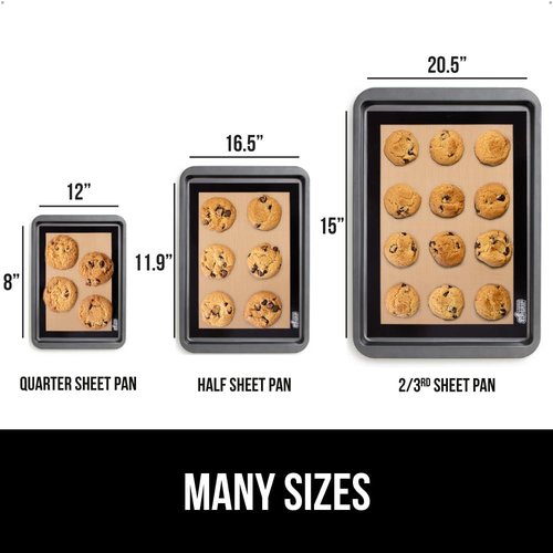GORILLA GRIP Reusable Nonstick Silicone Baking Mats - Oven Safe Cookie Sheet Liners, 2PK, 11.75x8.25, Black