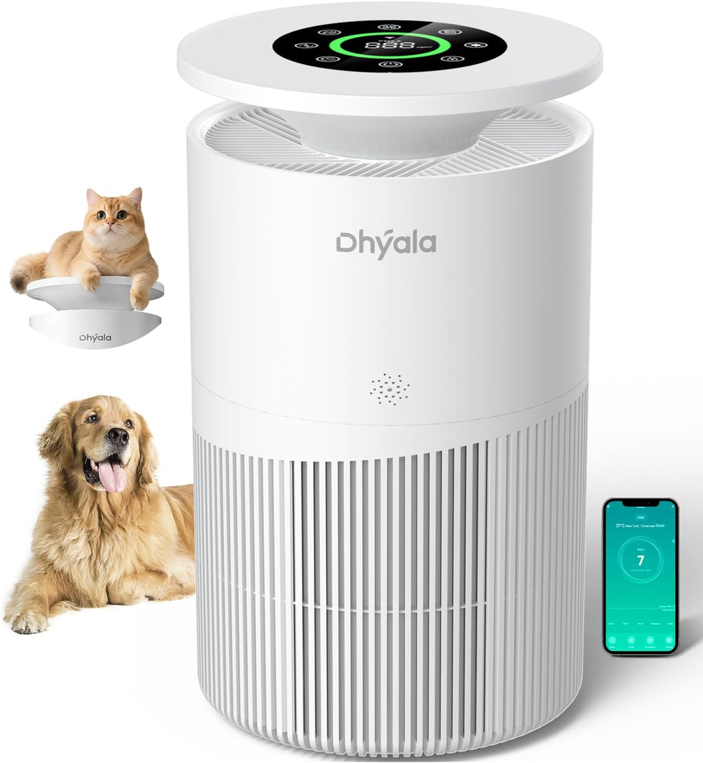 Skiennix Air Purifier - H13 True HEPA for Large Rooms up to 3620 Ft² | Smart WiFi, 360° Intake, Quiet 22dB