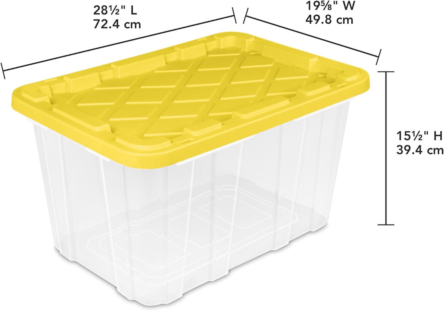 Sterilite 27 Gallon Industrial Storage Box - Heavy-Duty Plastic Container Bins with Lids | 4-Pack, Yellow