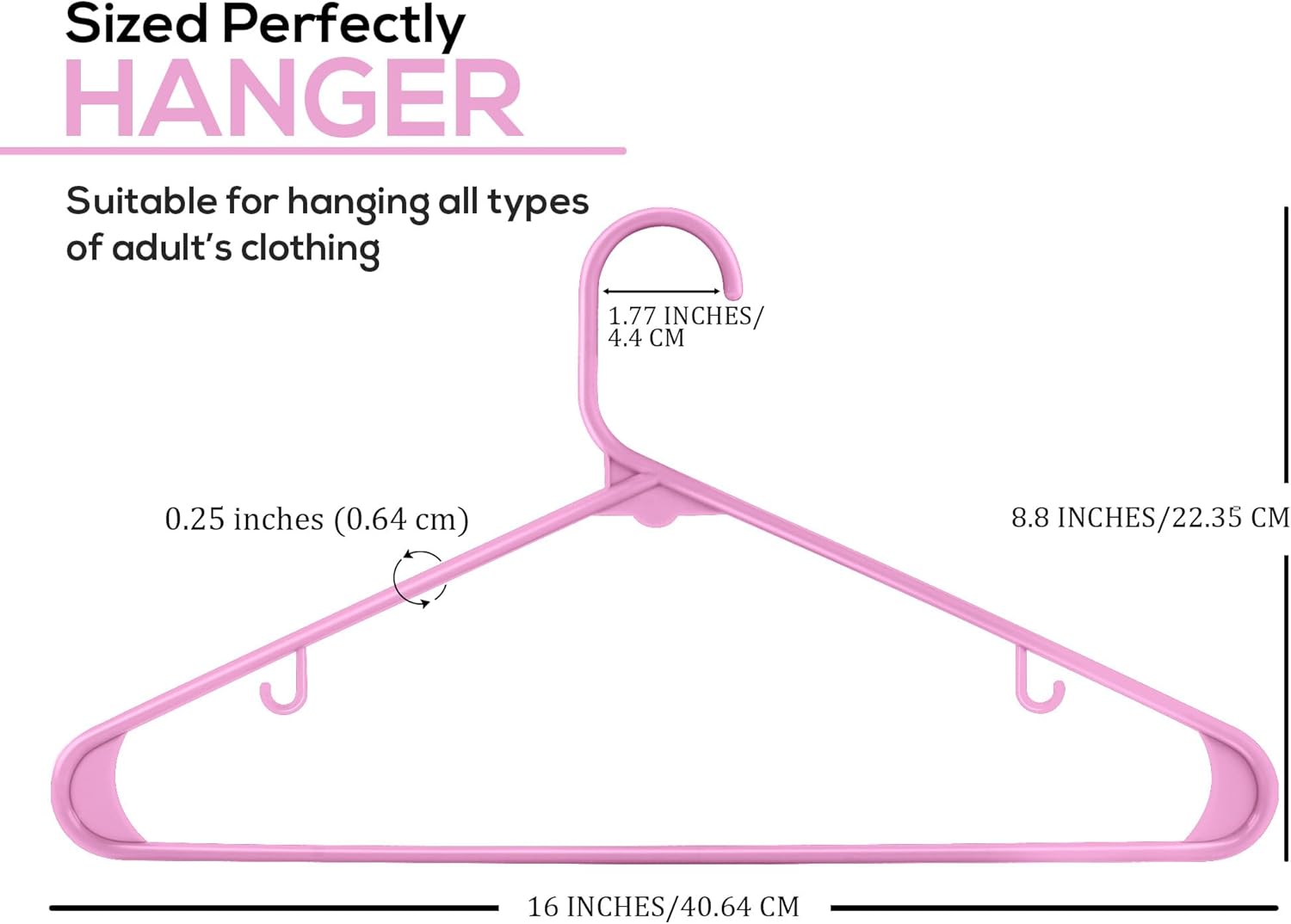 Utopia Home Plastic Hangers - Durable Space-Saving Closet Organizers | 50 Pack in Pink for Shirts, Pants & Coats