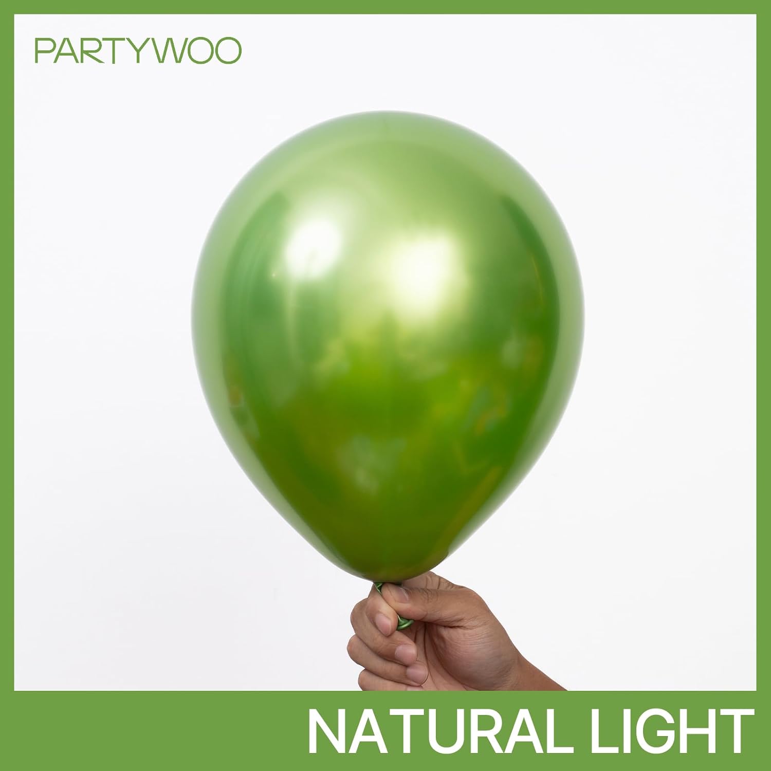PartyWoo Metallic Green Balloons - 100pcs in 5-18 Inch Sizes for Graduation & Wedding Decor
