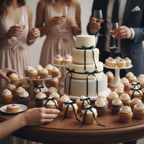 30 Pack Satin Bow Cake Decorations - Pre-Tied Ribbon Bows for Elegant Dessert Decor | Black (3.5 x 6.5 Inch)