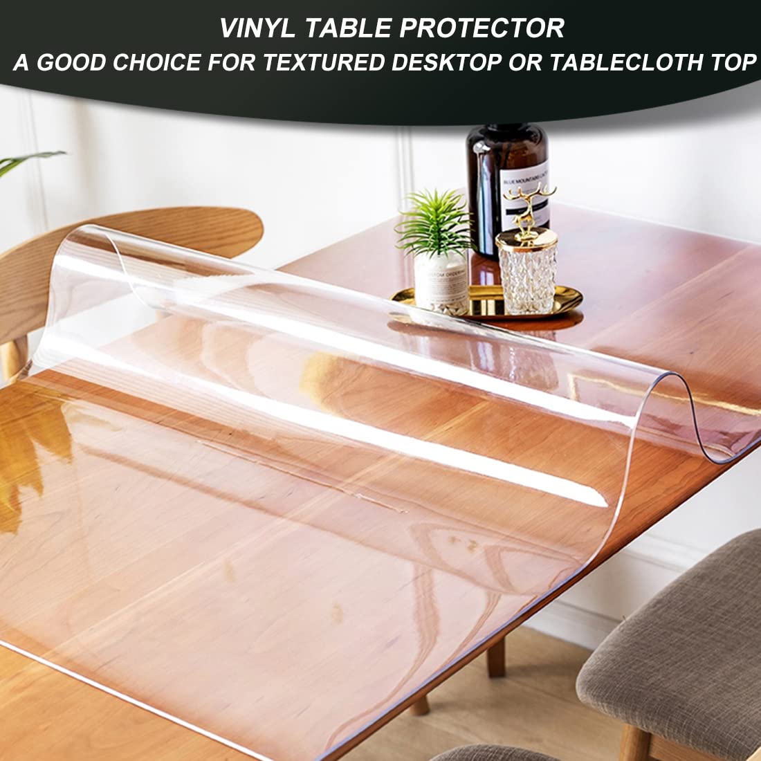 Clear PVC Desk Top Protector 10x24 Inches 2pcs Multisize Table Cloths Cover 1.5mm Thick Rectangular Easy Clean Crystal Plastic Desk Mat Pad for Side End Table Office Computer Desk Waterproof Non-Slip